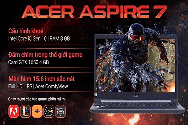 Laptop Acer Aspire 7 Gaming A715 75G 58U4 i5 10300H