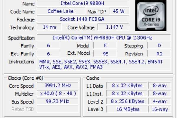 Chip core i9-9880H
