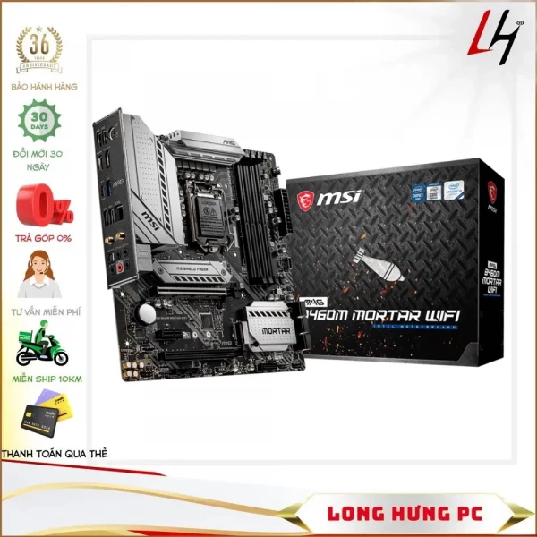 Main MSI MAG B460M MORTAR WIFI (Intel B460, Socket 1200, m-ATX, 4 khe RAM DDR4)