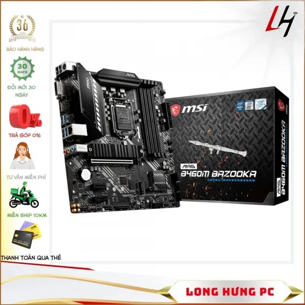 Main MSI MAG B460M BAZOOKA (Intel B460, Socket 1200, m-ATX, 4 khe RAM DDR4)