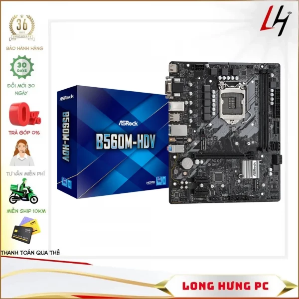 Main ASROCK B560M-HDV(Intel B560, Socket 1200, m-ATX, 2 khe Ram DDR4)