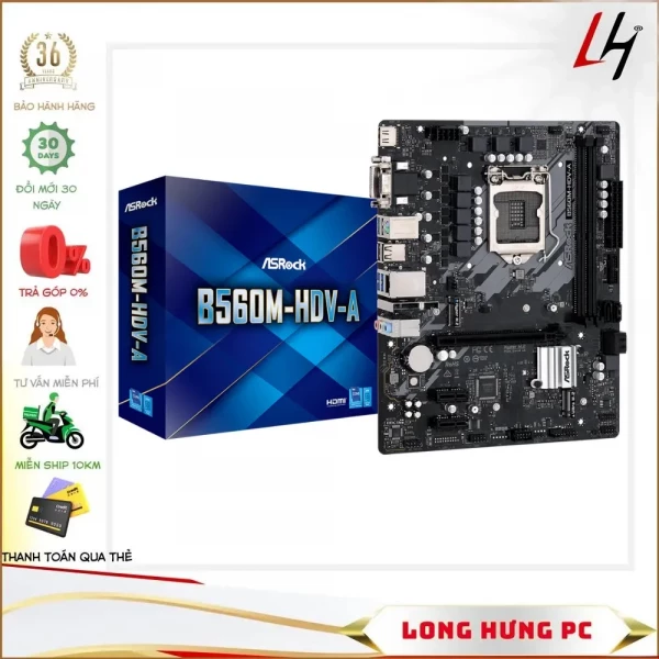 Main ASROCK B560M-HDV-A (Intel B560, Socket 1200, m-ATX, 2 khe Ram DDR4)