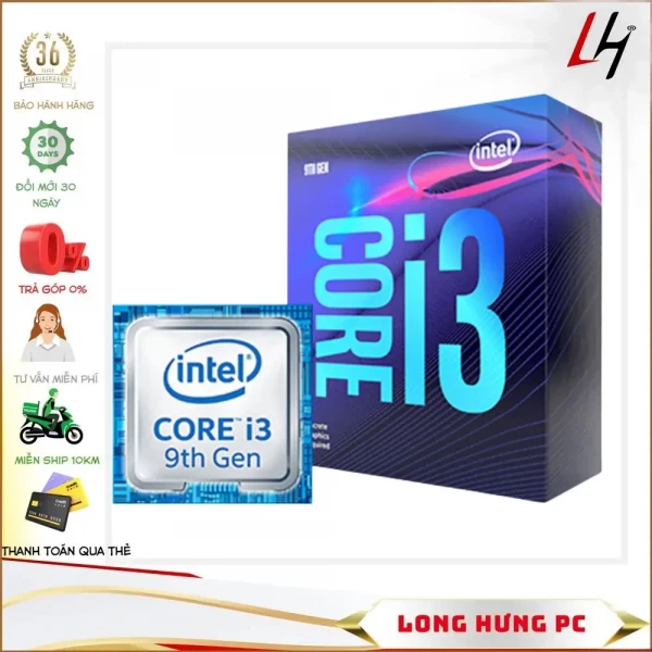 CPU Intel Core i3-9100 (3.6GHz Turbo Up To 4.2GHz, 4 nhân 4 luồng, 6MB Cache, Coffee Lake)