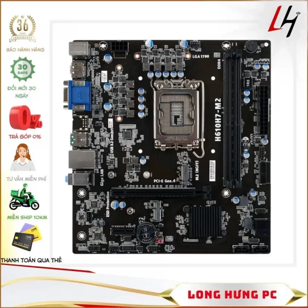 Main ECS H610H7-M2 (Intel H610, Socket 1700, m-ATX, 2 khe RAM DDR4)