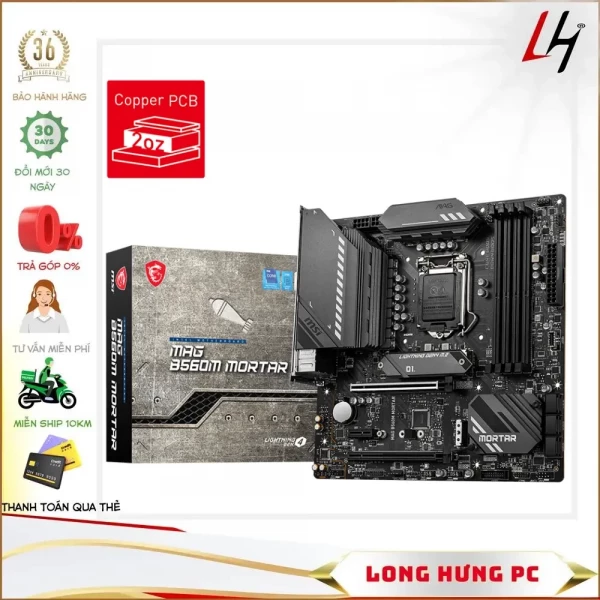 Main MSI MAG B560M MORTAR (Intel B560, LGA 1200, m-ATX, 4 khe Ram DDR4)