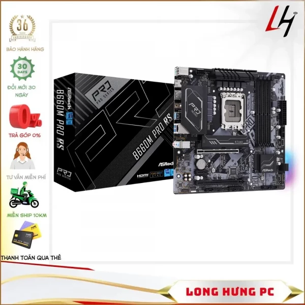 Main ASROCK B660M Pro RS (Intel B660, Socket 1700, M-ATX, 4 khe RAM DDR4)