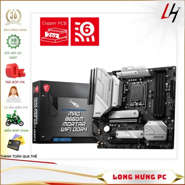 Main MSI MAG B660M MORTAR WIFI DDR4 (Intel B660, LGA 1700, M-ATX, 4 khe Ram DDR4)