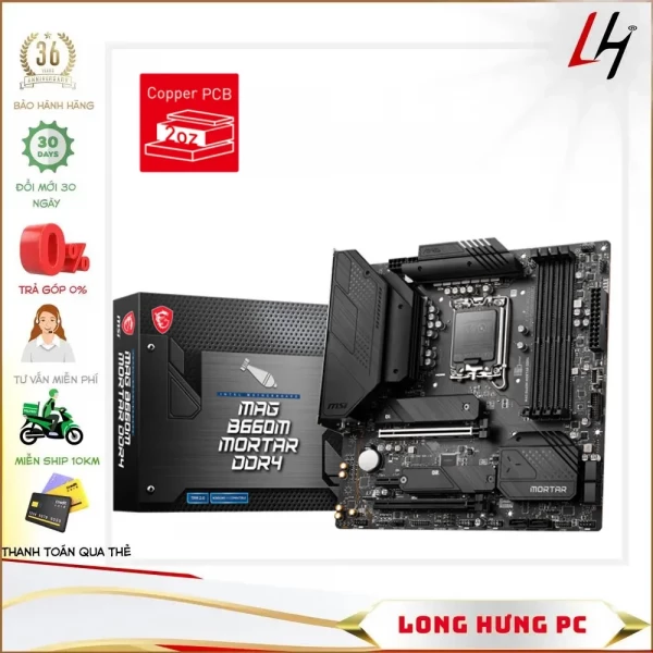 Main MSI MAG B660M MORTAR DDR4 (Intel B660, LGA 1700, M-ATX, 4 khe Ram DDR4)