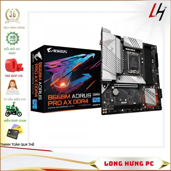 Main Gigabyte B660M AORUS PRO AX (Intel B660, LGA 1700, m-ATX, 4 khe Ram DDR4)