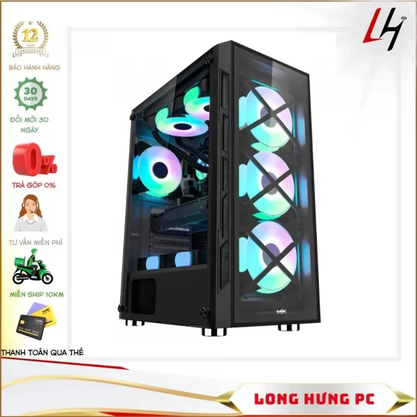 Vỏ Case MIK TN10 ( Mid Tower/ Màu Đen / 3 Fan Rgb )