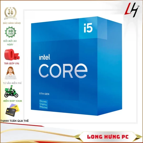 CPU Intel Core i5-11400F (2.6GHz turbo up to 4.4Ghz, 6 nhân 12 luồng, 12MB Cache, 65W) - Socket Intel LGA 1200