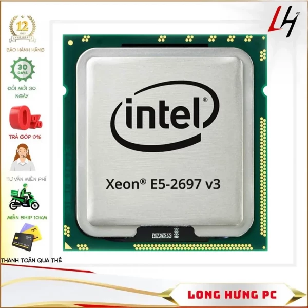 CPU Xeon E5-2697v3 (2.6GHz Turbo Up To 3.6GHz, 14 nhân 28 luồng, 35MB Cache, LGA 2011-3)