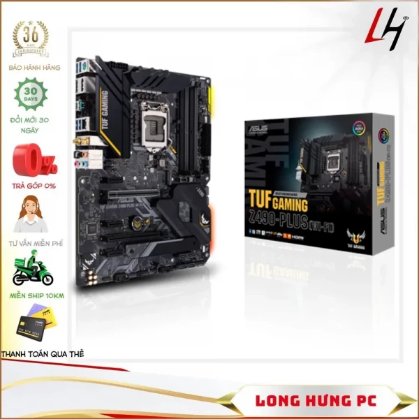 Main ASUS TUF Gaming Z490-PLUS (WI-FI) (Intel Z490, Socket 1200, ATX, 4 khe RAM DDR4)