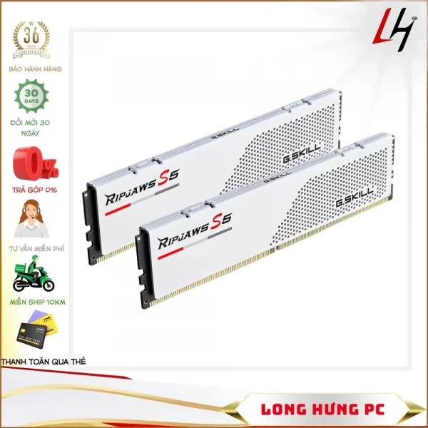 Ram Gskill Ripjaws S5 32GB (2x16B) DDR5 5600Mhz White