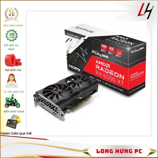 Card màn hình SAPPHIRE PULSE RX 6500 XT GAMING OC 4GB