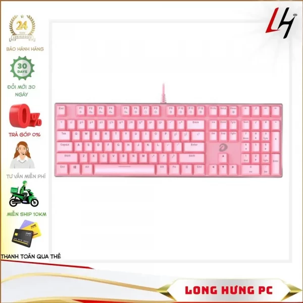 Bàn phím cơ Gaming DAREU EK810 Pink (MULTI-LED, Blue/ Brown/ Red D switch)