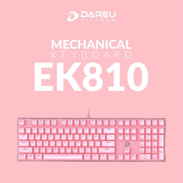 Bàn phím cơ Gaming DAREU EK810 Pink / Black (MULTI-LED, Blue/ Brown/ Red D switch)