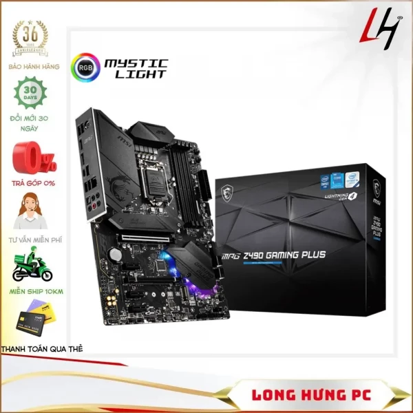 Main MSI MPG Z490 GAMING PLUS (Intel Z490, Socket 1200, ATX, 4 khe RAM DDR4)