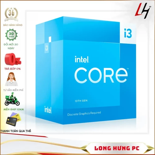 CPU Intel Core i3 13100F (Up to 4.5 GHz / 4 Nhân/ 8 Luồng/ Socket 1700)