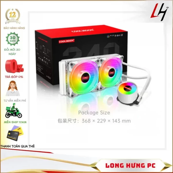 Tản nhiệt AIO Coolmoon AR 240 RGB 2 Fan White