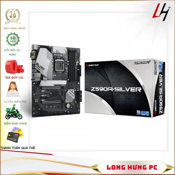 Main BIOSTAR Z590A-SILVER (Intel Z590, LGA 1200, ATX, 4 Khe Cắm Ram DDR4)