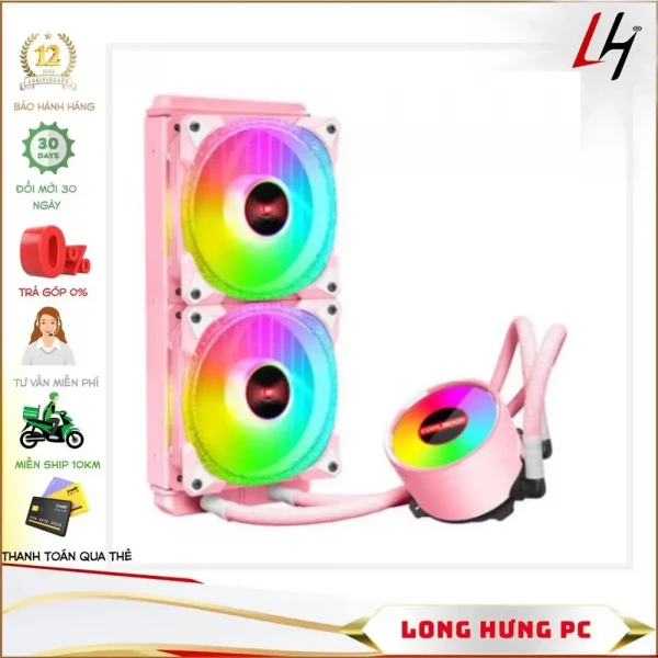 Tản nhiệt AIO Coolmoon AR 240 RGB 2 Fan Pink