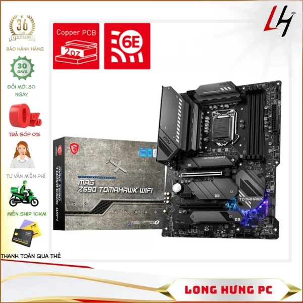 Main MSI MAG Z590 TOMAHAWK WIFI (Intel Z590, Socket 1200, ATX, 4 khe Ram DDR4)