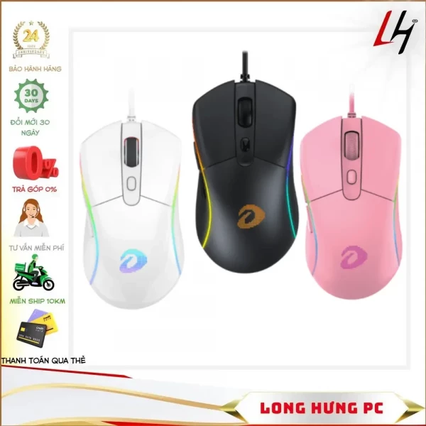 Chuột Gaming DAREU A960S Hồng / Trắng / Đen - ULTRALIGHT (PixArt PMW3389, DPI 16000)