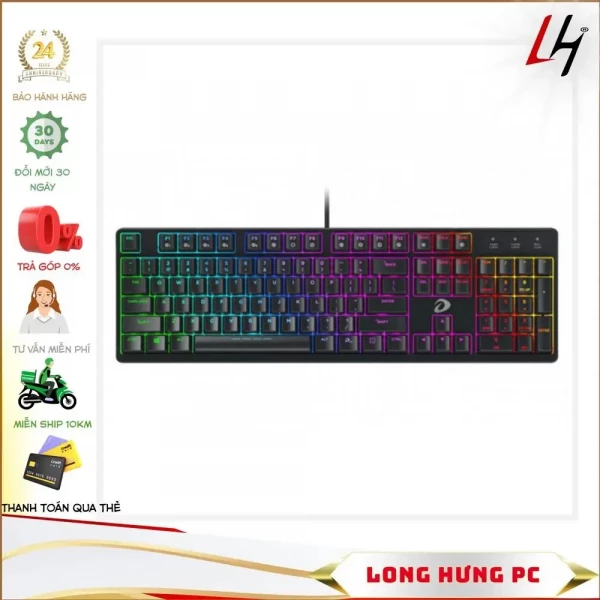 Bàn phím cơ DAREU EK1280 104KEY (RGB, Blue/ Brown/ Red D switch)