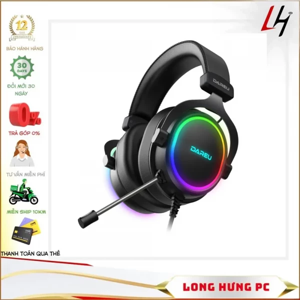 Tai nghe Dareu eh925 LED RGB - 7.1 (ko tháo mic )