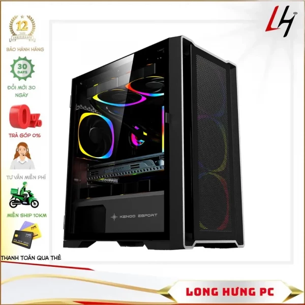 Vỏ máy vi tính KENOO ESPORT M500 - 3F - Mầu Đen - (Size M-ATX)