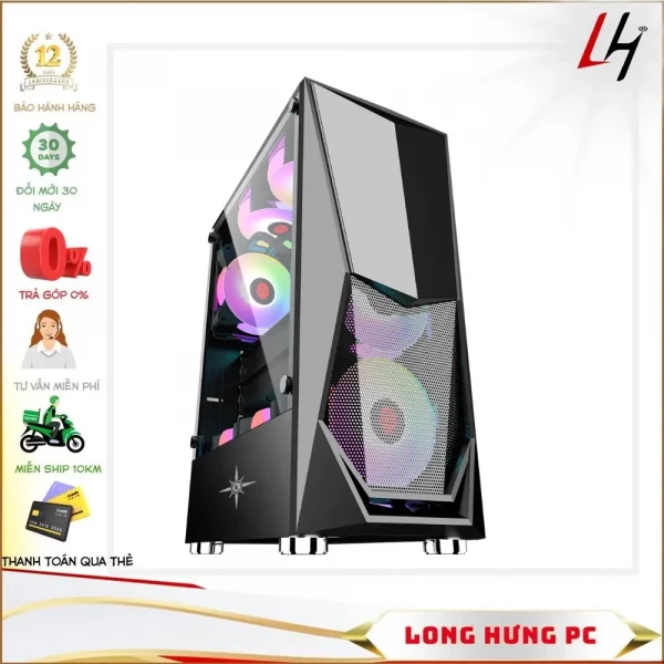 Vỏ máy vi tính KENOO ESPORT E400 - 4F  - Mầu Đen - (Size ATX)