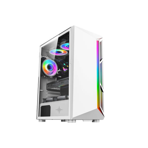 Vỏ máy tính KENOO ESPORT S600 - Màu Trắng ( LED Strips rainbow) - (Size EATX)