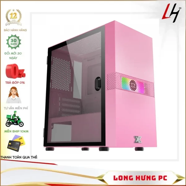 Vỏ Case XIGMATEK fadil QUEEN 1F  (MidTowerMàu Hồng)