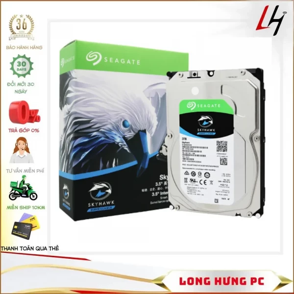 Ổ cứng Seagate Skyhawk 3TB 3.5'' ST3000VX009 (Chuyên dụng cho Camera)