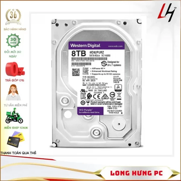 Ổ Cứng Western Digital Purple 8TB 256MB Cache WD82PURZ