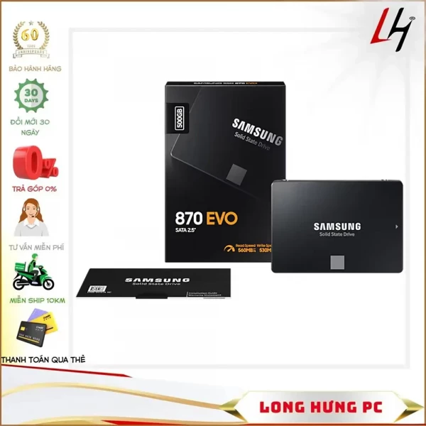 Ổ cứng SSD Samsung 870 EVO 500G (2.5 inch, Sata3 6Gb/s, Đọc 560MB/s - Ghi 530MB/s)