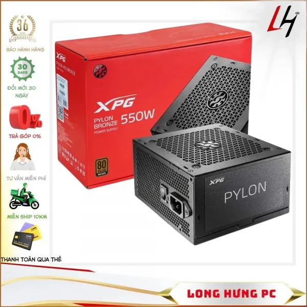 Nguồn ADATA XPG PYLON 550W - 80 PLUS BRONZE (80 Plus Bronze/Non Modular)