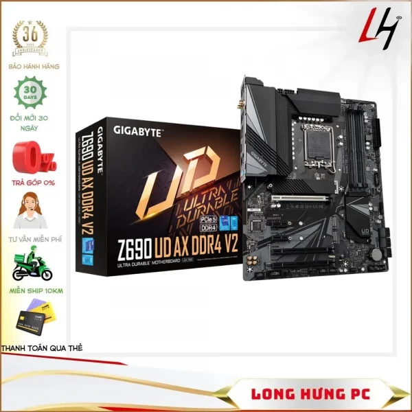 Main Gigabyte Z690 UD AX V2 DDR4 (Intel Z690, Socket 1700, ATX, 4 khe Ram DDR4)