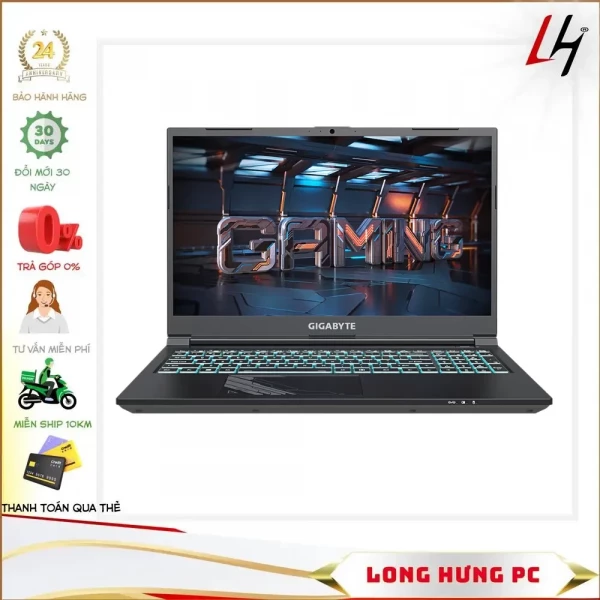 Laptop Gigabyte G5 MF E2VN333SH Gaming (i5-12500H, RTX 4050 4GB, Ram 8GB DDR4, SSD 512GB, 15.6 Inch 144Hz FHD)