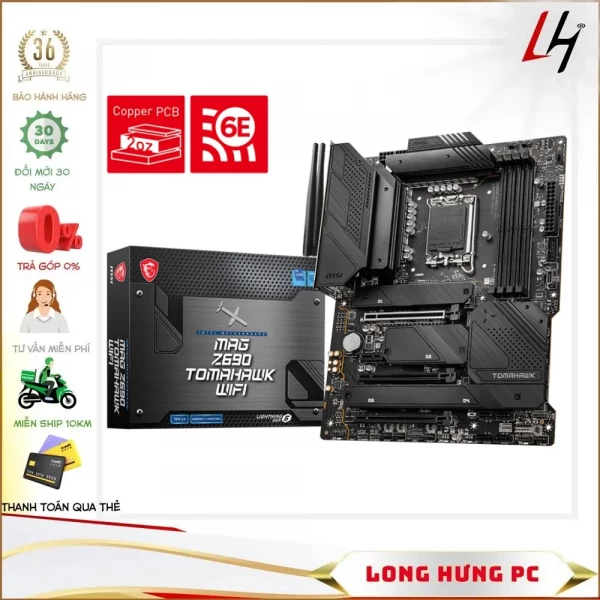 Main MSI MAG Z690 TOMAHAWK WIFI DDR5 (Intel Z690, Socket 1700, ATX, 4 khe Ram DDR5)