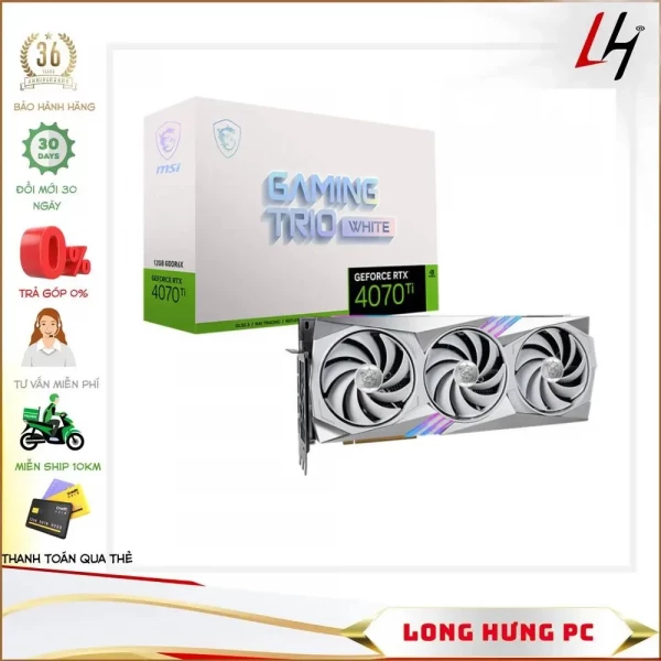 VGA MSI RTX 4070 Ti GAMING TRIO WHITE 12G