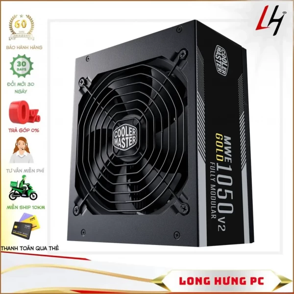 Nguồn Cooler Master MWE GOLD 1050 - V2 1050W ( 80 Plus Gold/Màu Đen/Full Modular)