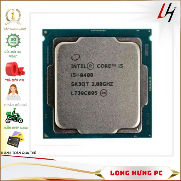 CPU Intel Core i5 8400 cũ (2.8GHz Turbo Up To 4.0GHz, 6 nhân 6 luồng, 9MB Cache, Coffee Lake)