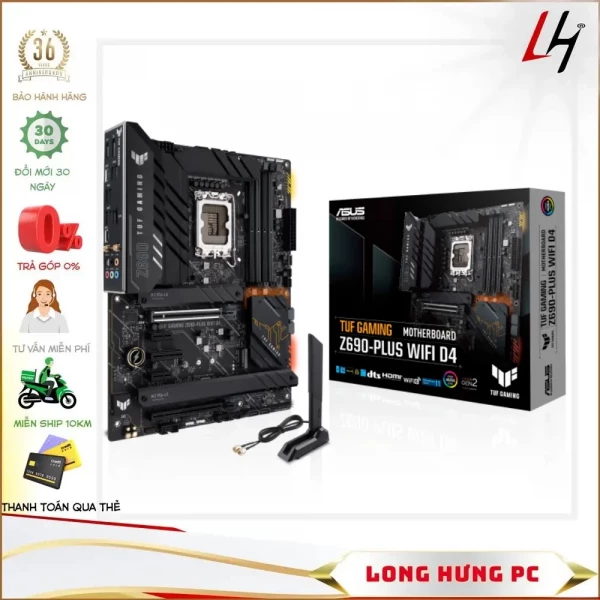 Main ASUS TUF GAMING Z690-PLUS WIFI D4 (Intel Z690, Socket 1700, ATX, 4 khe Ram DDR4)