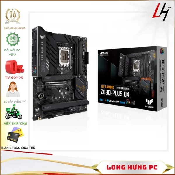 Main ASUS TUF GAMING Z690-PLUS D4 (Intel Z690, Socket 1700, ATX, 4 khe Ram DDR4)