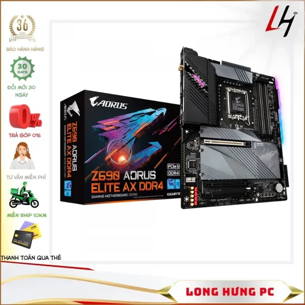 Main Gigabyte Z690 AORUS ELITE AX DDR4 (Intel Z690, Socket 1700, ATX, 4 khe Ram DDR4)