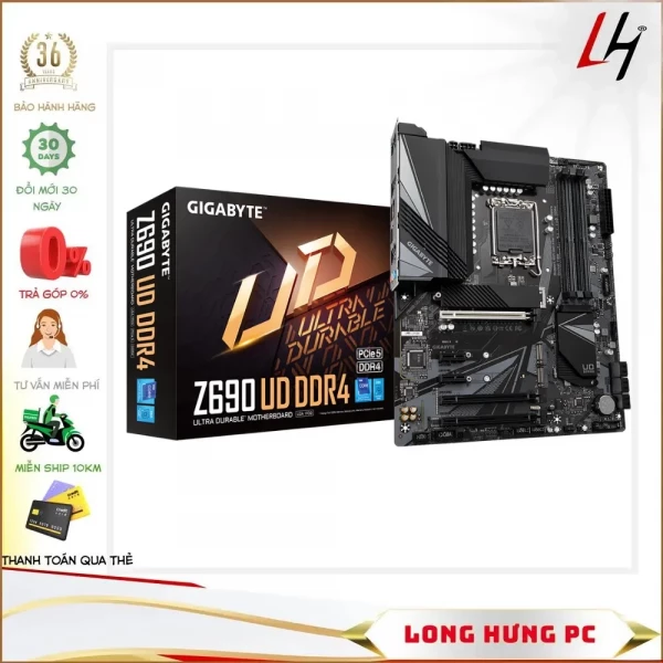 Main Gigabyte Z690 UD DDR4 (Intel Z690, Socket 1700, ATX, 4 khe Ram DDR4)