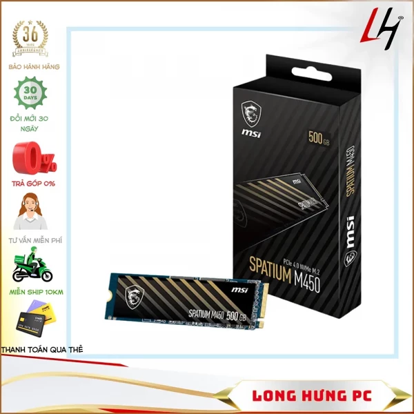 Ổ SSD 500GB MSI Spatium M450 M.2 PCIe NVMe Gen 4.0