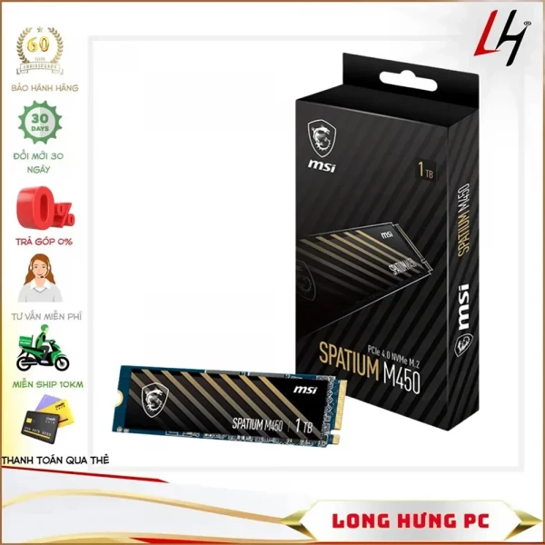 Ổ SSD 1TB MSI Spatium M450 M.2 PCIe NVMe Gen 4.0